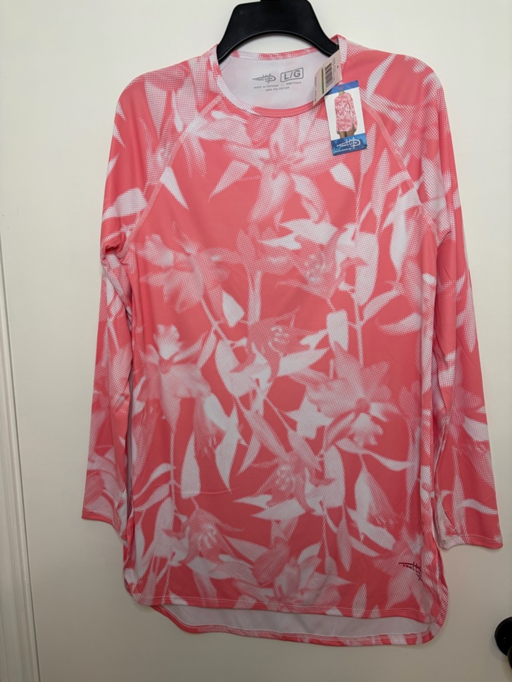 Reel Life Coral Print Long Sleeve Beach Shirt Sun Protection Women Sz L